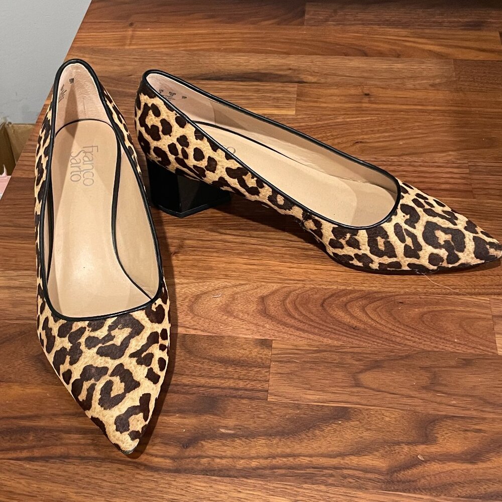 Franco Sarto Callan Animal Print Block-Heeled Pump With Pointed Toe